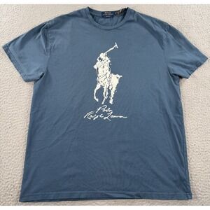 Polo Ralph Lauren Big Pony Shirt Mens Large Blue Short Sleeve Logo Pullover